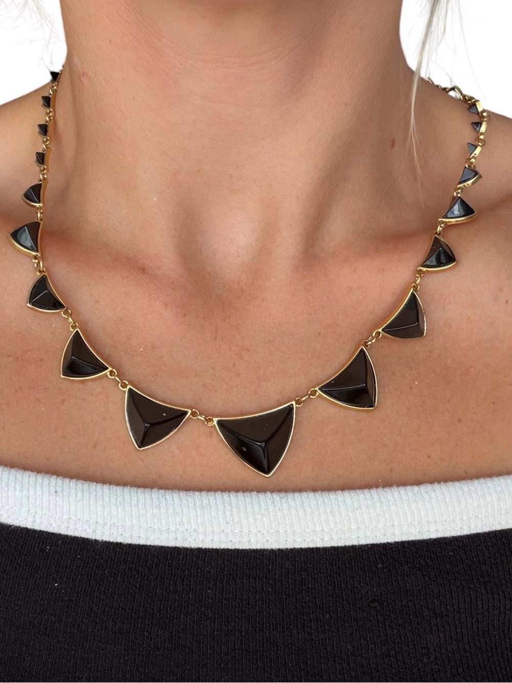 House of Harlow 1960 Gold-Tone Necklace with Black Triangular Stones